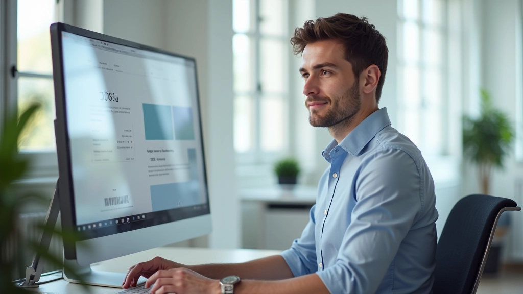 Écran d'ordinateur affichant une interface de site web moderne et épuré